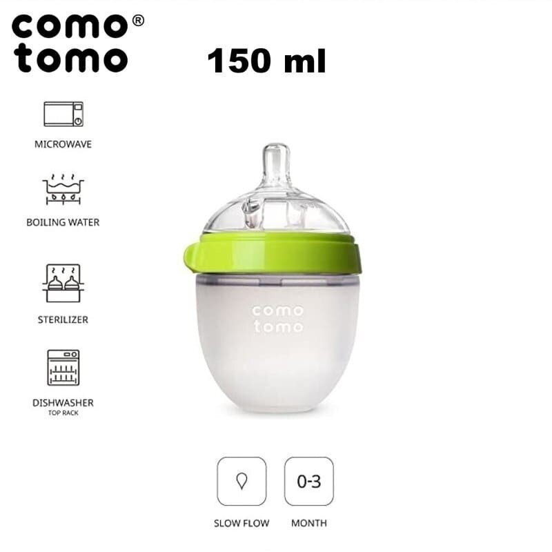 Silikona pudele Comotomo Evolved Green, 150 ml cena un informācija | Bērnu pudelītes un to aksesuāri | 220.lv