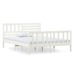 vidaXL gultas rāmis, balts, masīvkoks, 120x190 cm, 4FT, divvietīgs цена и информация | Кровати | 220.lv