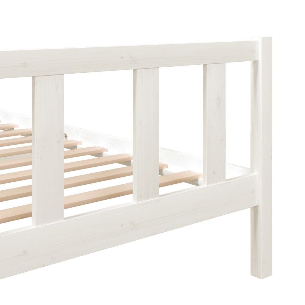 vidaXL gultas rāmis, balts, masīvkoks, 135x190 cm, 4FT6, divvietīgs cena un informācija | Gultas | 220.lv