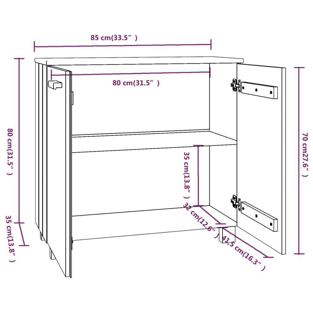 vidaXL kumode, medus brūna, 85x35x80 cm, priedes masīvkoks cena un informācija | Skapīši viesistabai | 220.lv