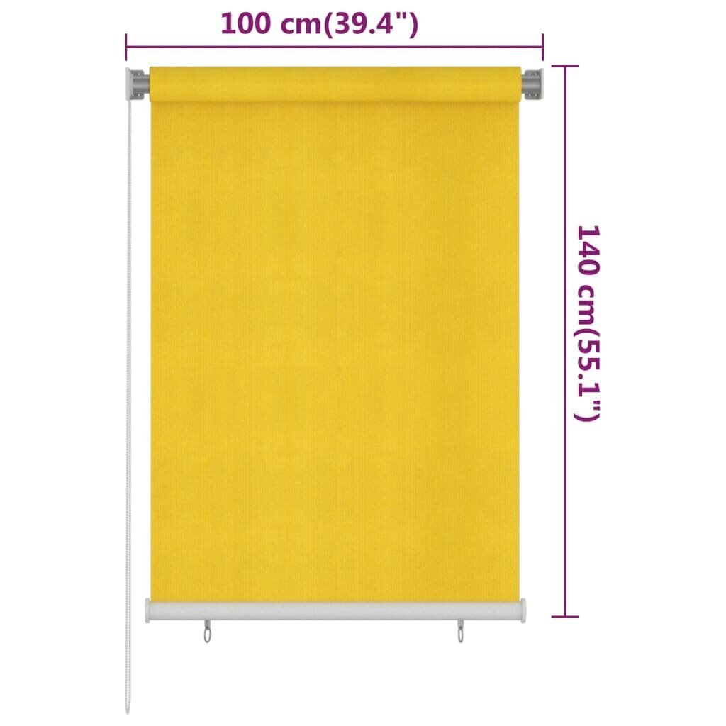 vidaXL āra ruļļu žalūzijas, 100x140 cm, dzeltenas, HDPE cena un informācija | Žalūzijas | 220.lv
