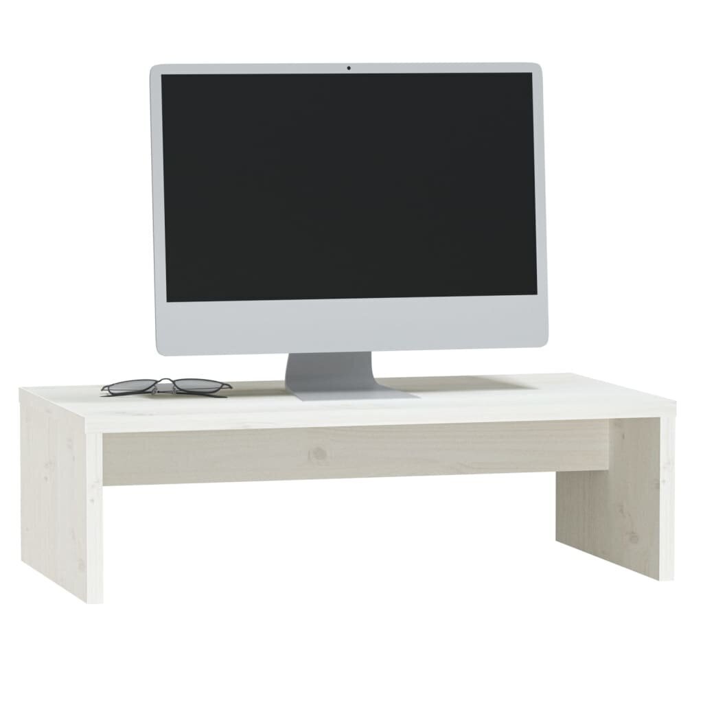 vidaXL monitora paliktnis, balts, 50x27x15 cm, priedes masīvkoks cena un informācija | TV galdiņi | 220.lv