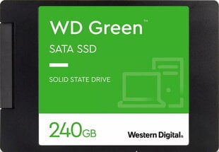 SSD|WESTERN DIGITAL|Green|240GB|SATA 3.0|SLC|Скорость чтения 545 МБайт/с|2,5"|MTBF 1000000 часов|WDS240G3G0A цена и информация | Внутренние жёсткие диски (HDD, SSD, Hybrid) | 220.lv