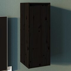vidaXL sienas skapītis, melns, 30x30x80 cm, priedes masīvkoks cena un informācija | Plaukti | 220.lv