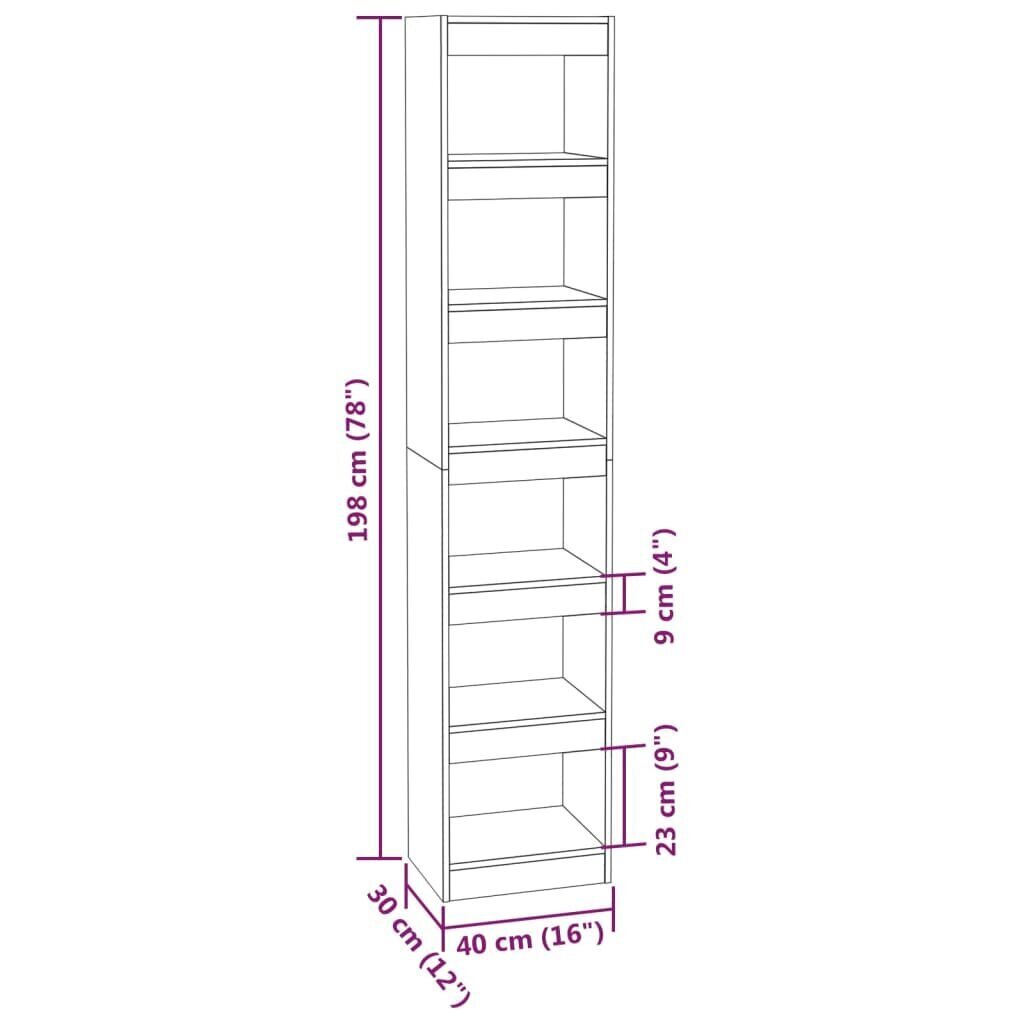 vidaXL grāmatu plaukts, aizslietnis, melns, 40x30x198 cm cena un informācija | Plaukti | 220.lv