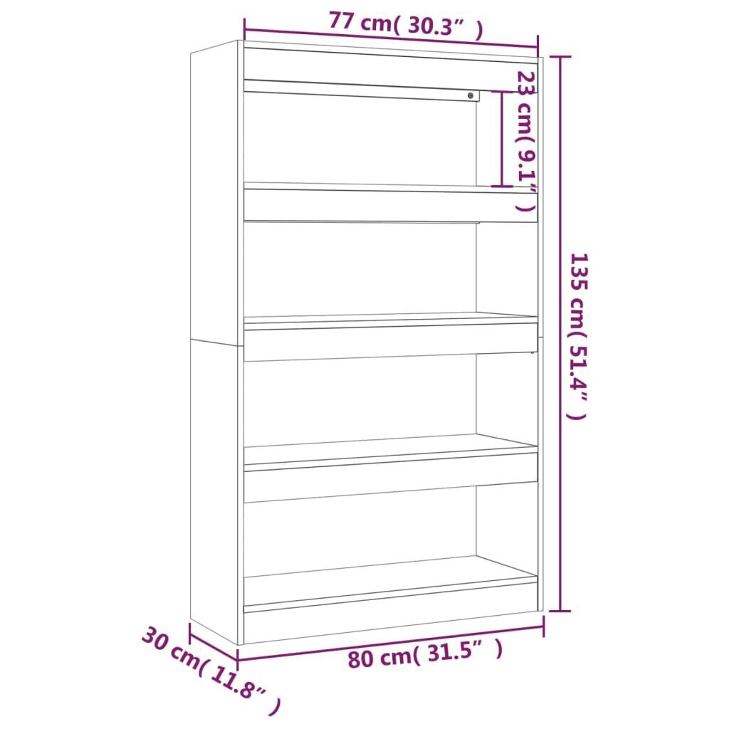 vidaXL grāmatu plaukts, balts, 80x30x135 cm, skaidu plāksne цена и информация | Plaukti | 220.lv