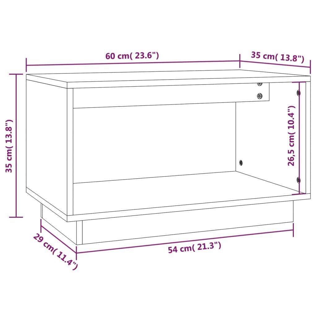 vidaXL TV plaukts, melns, 60x35x35 cm, priedes masīvkoks cena un informācija | TV galdiņi | 220.lv