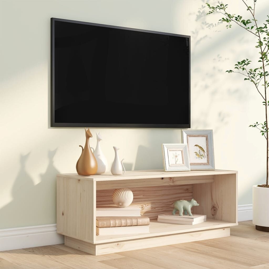 vidaXL TV plaukts, 90x35x35 cm, priedes masīvkoks цена и информация | TV galdiņi | 220.lv