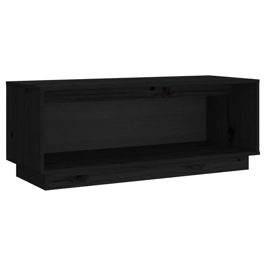 vidaXL TV plaukts, melns, 90x35x35 cm, priedes masīvkoks цена и информация | TV galdiņi | 220.lv