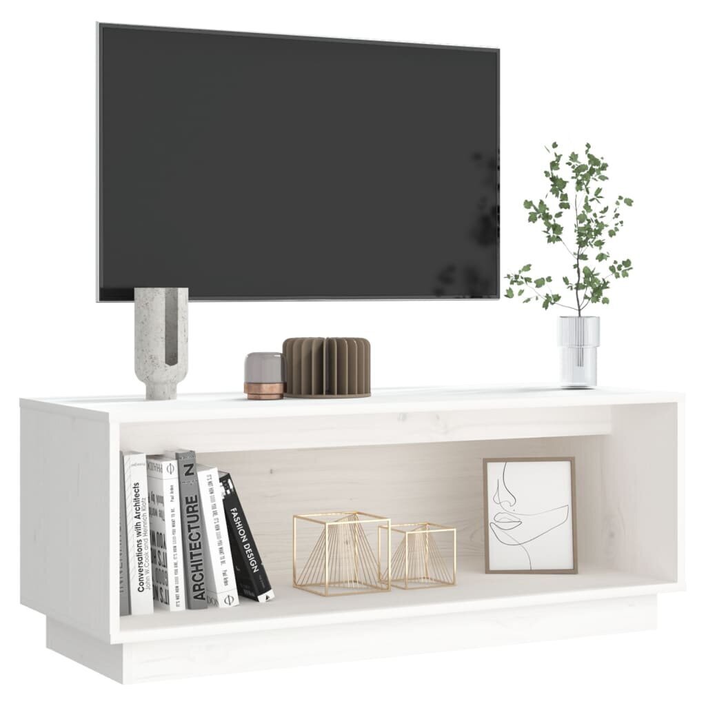 vidaXL TV plaukts, balts, 90x35x35 cm, priedes masīvkoks cena un informācija | TV galdiņi | 220.lv