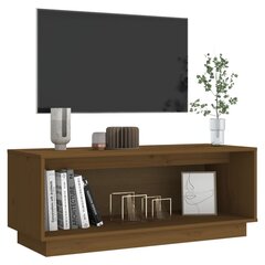 vidaXL TV plaukts, medus brūns, 90x35x35 cm, priedes masīvkoks цена и информация | Тумбы под телевизор | 220.lv