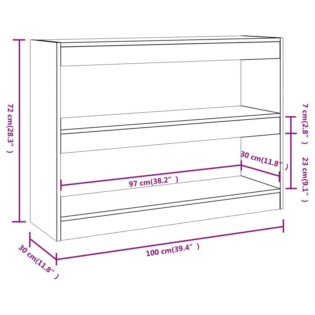 vidaXL grāmatu plaukts, aizslietnis, melns, 100x30x72 cm cena un informācija | Plaukti | 220.lv