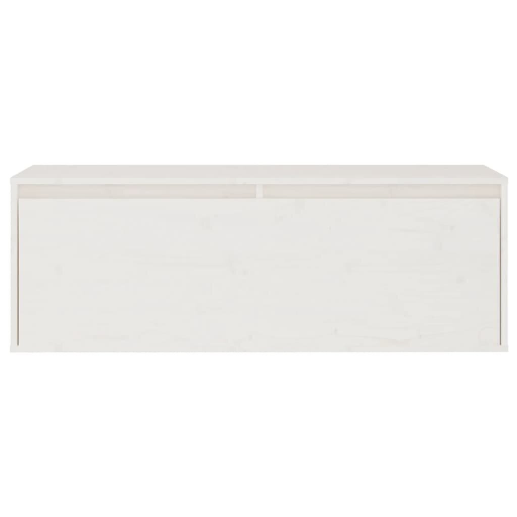 vidaXL sienas skapītis, balts, 100x30x35 cm, priedes masīvkoks cena un informācija | Plaukti | 220.lv