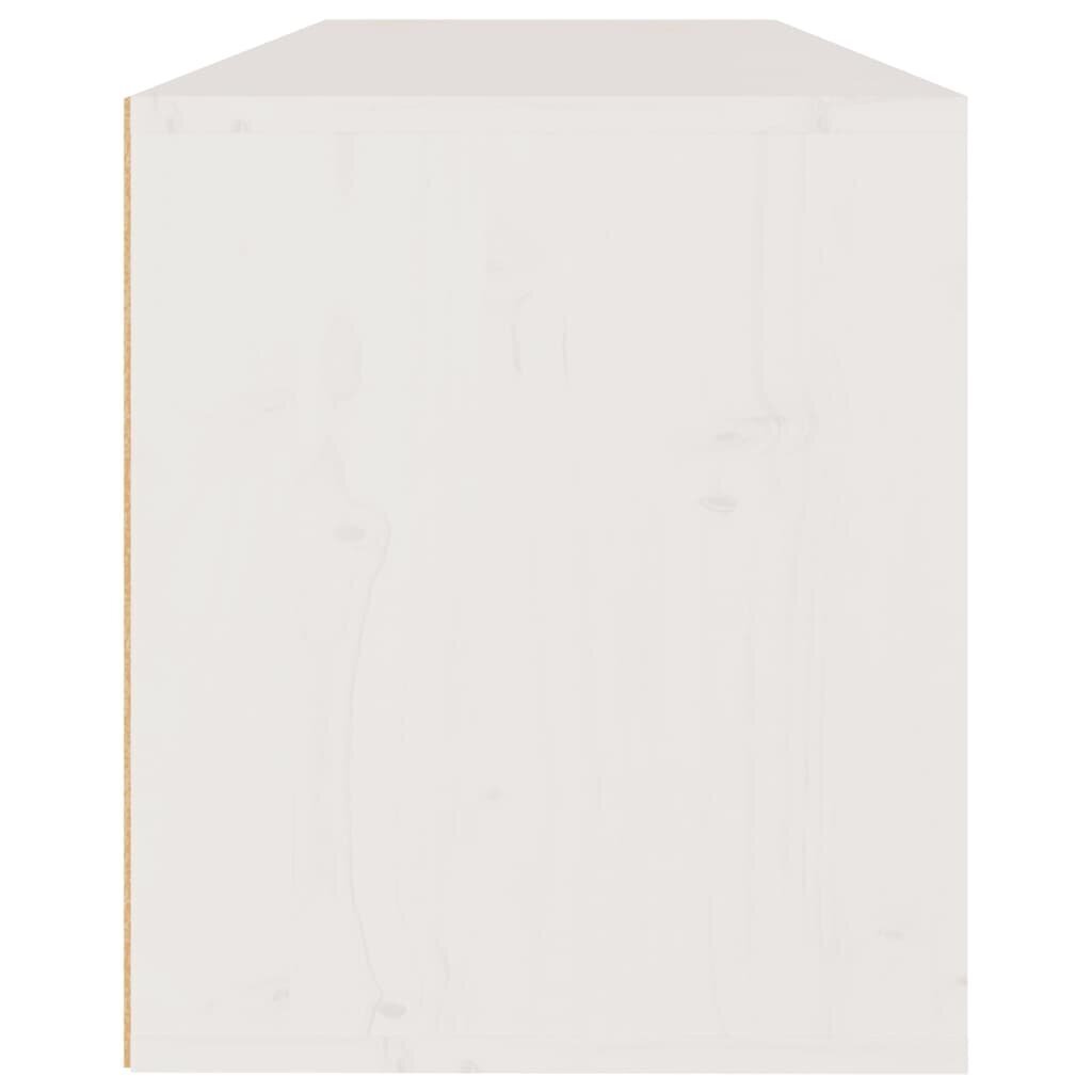 vidaXL sienas skapītis, balts, 100x30x35 cm, priedes masīvkoks cena un informācija | Plaukti | 220.lv