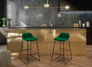 Samta bāra krēsls SLIGO VELVET, tumši zaļš, 2 gab. cena un informācija | Virtuves un ēdamistabas krēsli | 220.lv