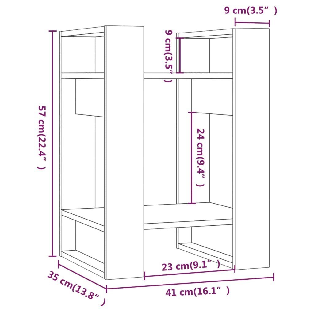 vidaXL grāmatu plaukts, 41x35x57 cm, priedes masīvkoks cena un informācija | Plaukti | 220.lv