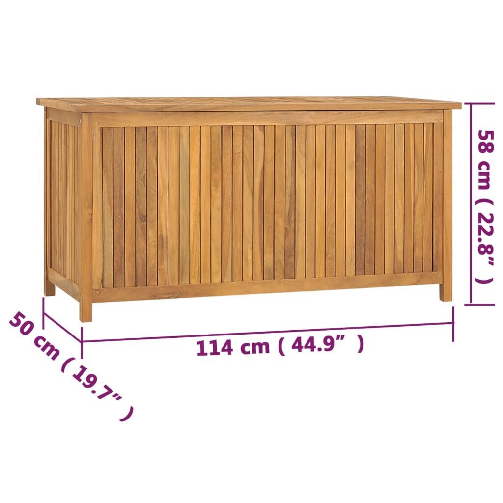 vidaXL dārza uzglabāšanas kaste, 114x50x58 cm, masīvs tīkkoks cena un informācija | Komposta kastes un āra konteineri | 220.lv