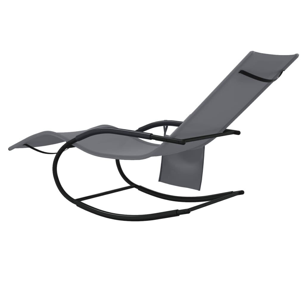 VidaXL sauļošanās šūpuļkrēsli, 2 gab., tērauds, pelēks tekstilēns cena un informācija | Sauļošanās krēsli | 220.lv