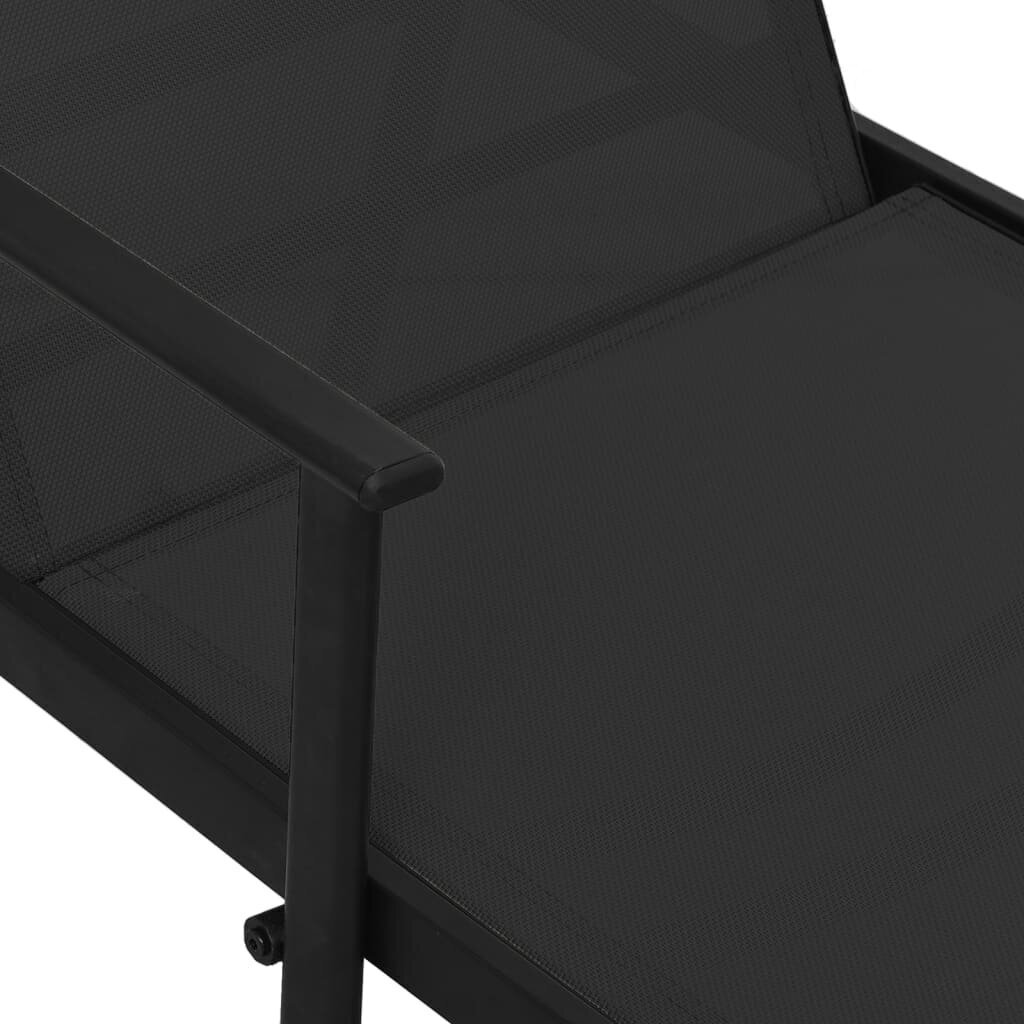 VidaXL sauļošanās zvilnis, tērauds un tekstilēns, melns цена и информация | Sauļošanās krēsli | 220.lv