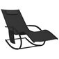 vidaXL sauļošanās šūpuļkrēsls, tērauds, melns tekstilēns цена и информация | Sauļošanās krēsli | 220.lv