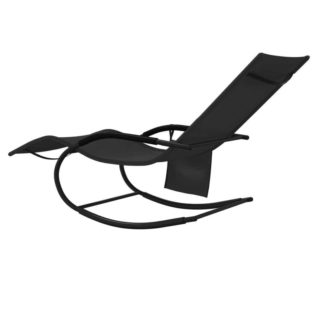 vidaXL sauļošanās šūpuļkrēsls, tērauds, melns tekstilēns cena un informācija | Sauļošanās krēsli | 220.lv