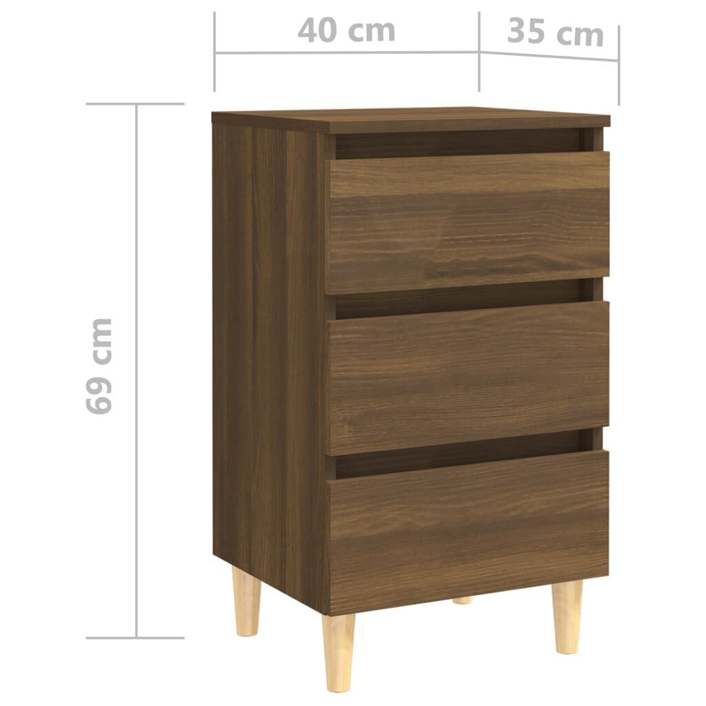 vidaXL naktsskapītis ar koka kājām, ozolkoka krāsa, 40x35x69 cm cena un informācija | Naktsskapīši | 220.lv