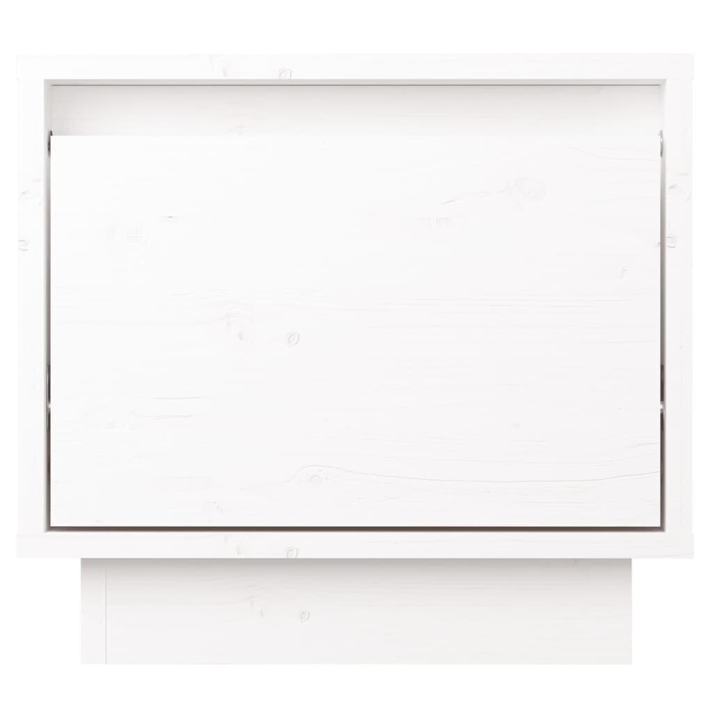vidaXL naktsgaldiņš, 35x34x32 cm, balts, priedes masīvkoks цена и информация | Naktsskapīši | 220.lv