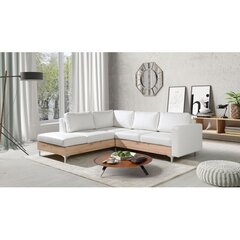 Stūra dīvāns Nemezy Wood-Soft 017 (biała)-Vasak-dąb artisan cena un informācija | Dīvāni | 220.lv