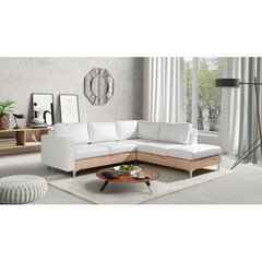 Stūra dīvāns Nemezy Wood-Soft 017 (biała)-Parem-dąb artisan cena un informācija | Dīvāni | 220.lv