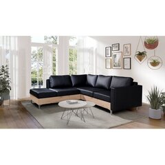 Stūra dīvāns Nemezy Wood-Soft 011 (czarna)-Vasak-dąb artisan cena un informācija | Dīvāni | 220.lv