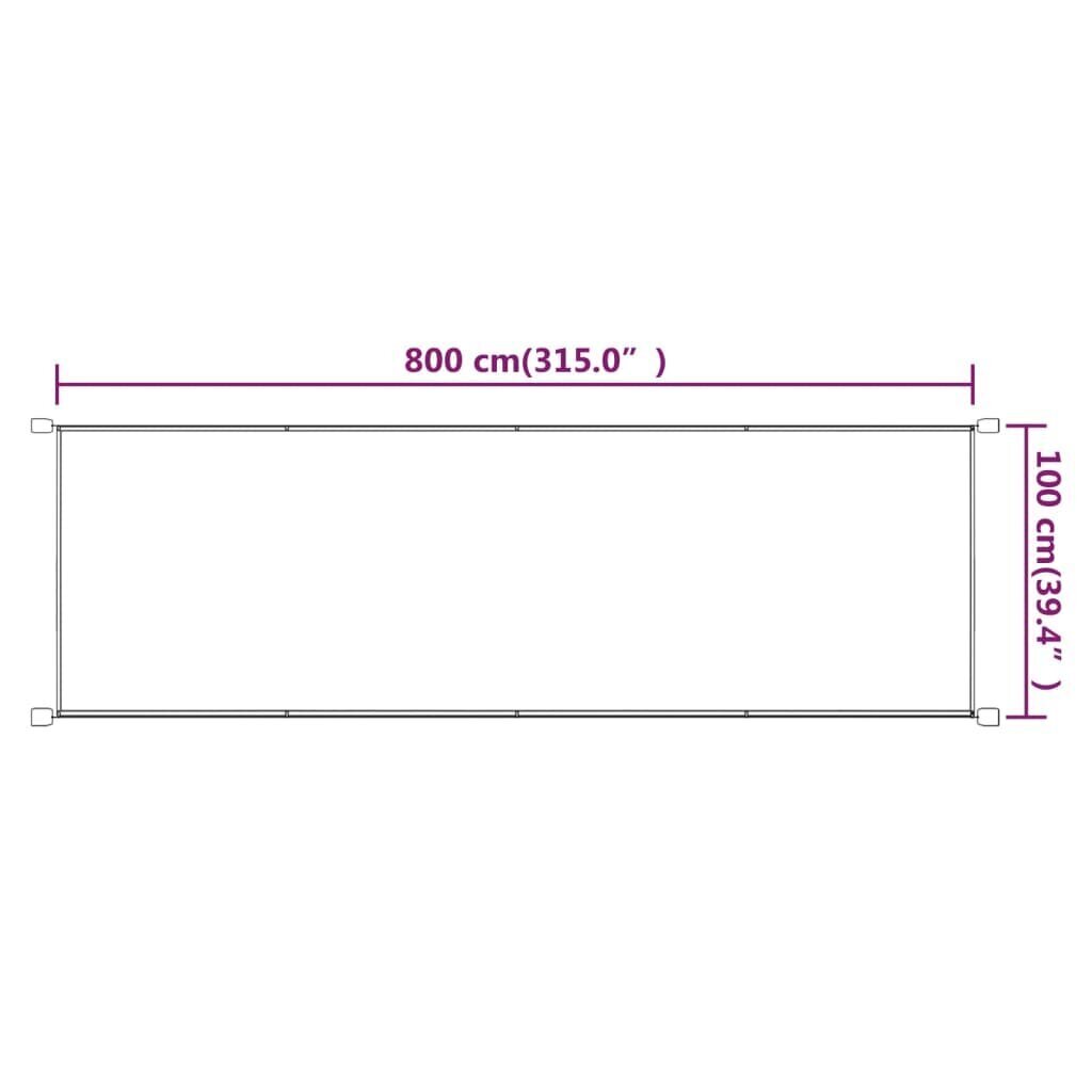 VidaXL vertikāla markīze, sarkanbrūna, 100x800 cm, Oksfordas audums cena un informācija | Saulessargi, markīzes un statīvi | 220.lv