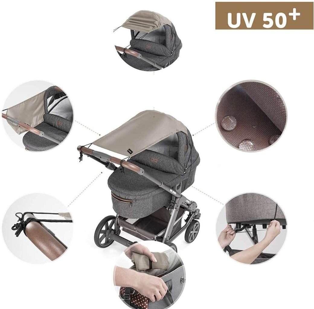 La bebe™ Visor Art.131580 Latte Universālais saules sargs (aizsargs) bērnu ratiem un autokrēsliem +DĀVANĀ funkcionālā somiņa no ūdens atgrūdošā auduma cena un informācija | Aksesuāri bērnu ratiem | 220.lv