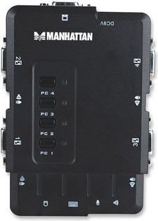 KVM slēdzis VGA / USB 4x1 4 porti ar audio / mikrofonu Manhattan 151269 цена и информация | Rūteri (maršrutētāji) | 220.lv