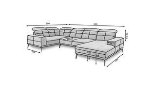 U-veida stūra dīvāns NEVIRO-Savoi 100-Right cena un informācija | Dīvāni | 220.lv