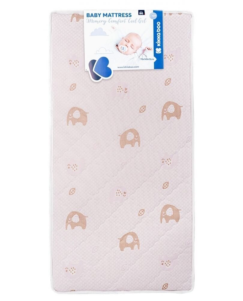 Matracis bērniem Kikkaboo Memory Comfort Cool gel 70х140х12 cm, Elephants Pink cena un informācija | Matrači | 220.lv