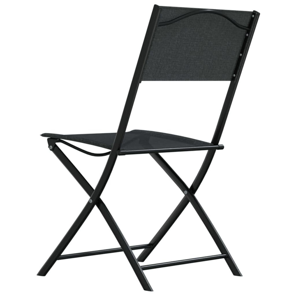 VidaXL saliekami dārza krēsli, 2 gab., melns tērauds un tekstilēns cena un informācija | Dārza krēsli | 220.lv