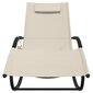 vidaXL sauļošanās šūpuļkrēsli, 2 gab., tērauds, krēmkrāsas tekstilēns cena un informācija | Sauļošanās krēsli | 220.lv