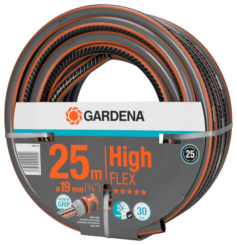 Šļūtene Gardena Comfort HighFlex 19mm, 25m cena un informācija | Laistīšanas sistēmas | 220.lv