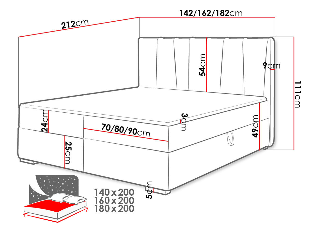 Kontinentālā gulta JANGCY-160x200 cm-Manila 16 cena un informācija | Gultas | 220.lv