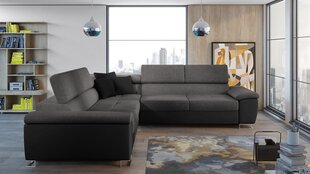 Stūra dīvāns ALVIN 2e2 eko-pulkstenis Soft 011 (czarna) + Lux 06 + eko-pulkstenis Soft 011 (czarna) cena un informācija | Dīvāni | 220.lv