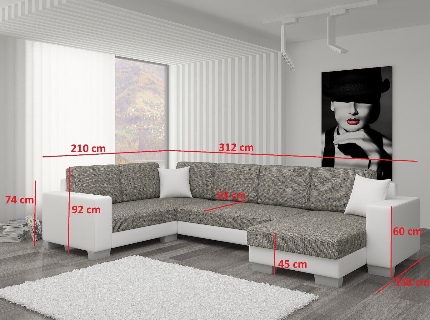 U veida stūra dīvāns MARCO-Sawana 05-pa kreisi cena un informācija | Dīvāni | 220.lv