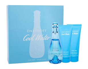 Komplekts Davidoff Cool Water Woman: edt 100 ml + dušas želeja 75 ml + ķermeņa losjons 75 ml cena un informācija | Sieviešu smaržas | 220.lv