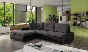 Угловой диван-кровать HERKULES MINI-ecoskóra Soft 011 (czarna) + Manila 16 цена и информация | Диваны | 220.lv