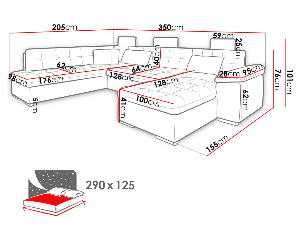 U veida stūra dīvāngulta VEGAS BIS-ekoskóra Soft 020 (grafīts) + Majorka 03-kreisais cena un informācija | Dīvāni | 220.lv
