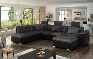 П-образный угловой диван-кровать VEGAS BIS-ekoskóra Soft 011 (czarna) + Majorka 03-Right цена и информация | Диваны | 220.lv