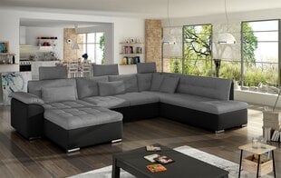 П-образный угловой диван-кровать VEGAS BIS-ekoskóra Soft 011 (czarna) + Tatum 279-Left цена и информация | Диваны | 220.lv