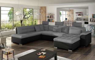 П-образный угловой диван-кровать VEGAS BIS-ekoskóra Soft 011 (czarna) + Tatum 279-Right цена и информация | Диваны | 220.lv