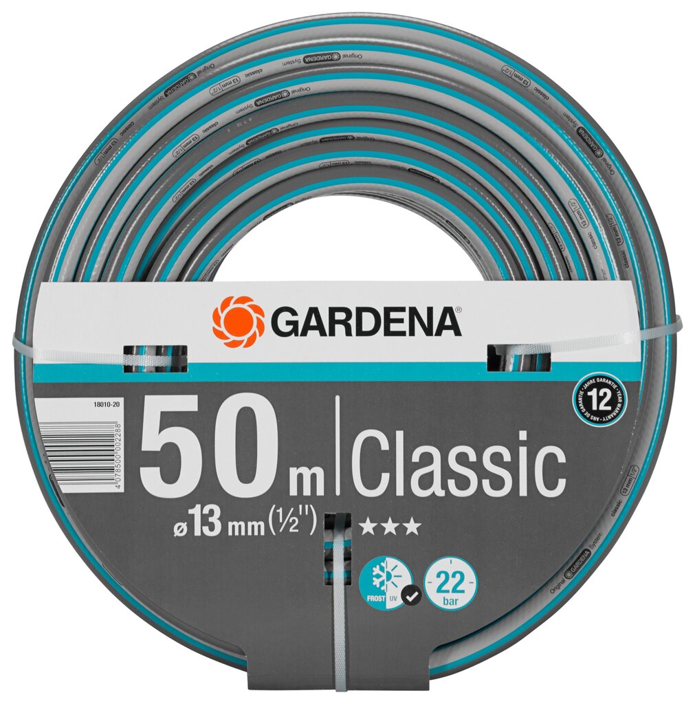 Šļūtene Gardena Classic 13 mm, 50 m, oranža цена и информация | Laistīšanas sistēmas | 220.lv