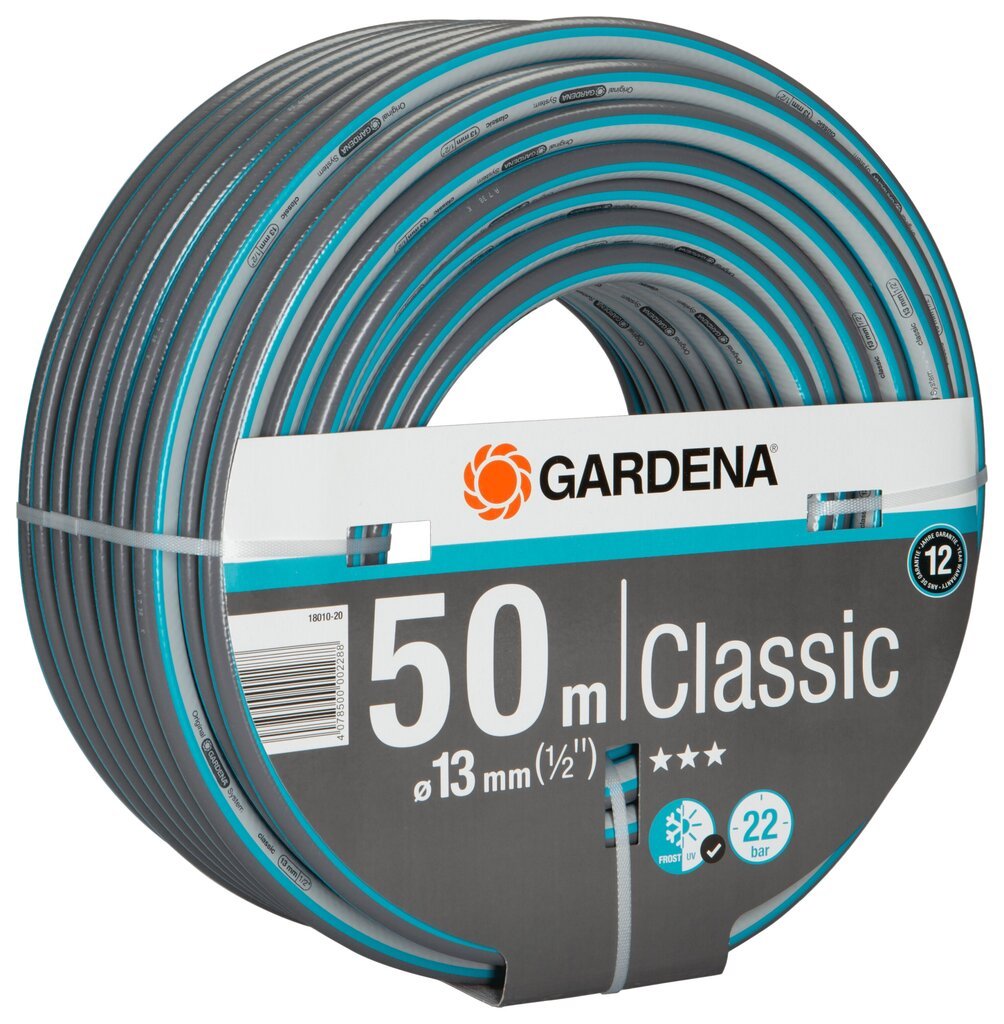 Šļūtene Gardena Classic 13 mm, 50 m, oranža cena un informācija | Laistīšanas sistēmas | 220.lv