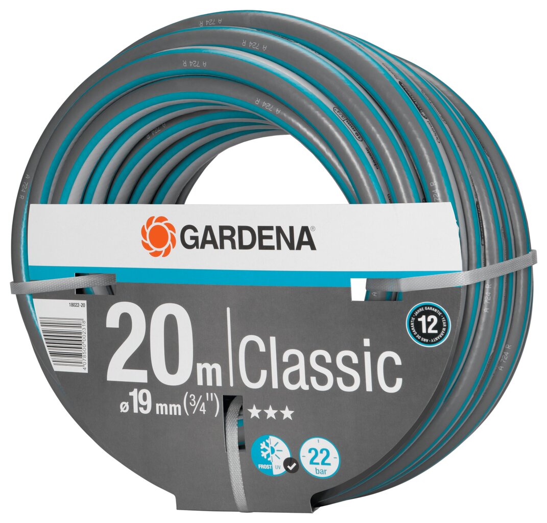 Gardena Classic šļūtene 19 mm, 20 m цена и информация | Laistīšanas sistēmas | 220.lv